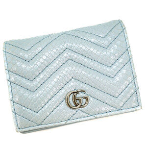 Gucci Compact Bifold Wallet Python Snake Blue GG Logo